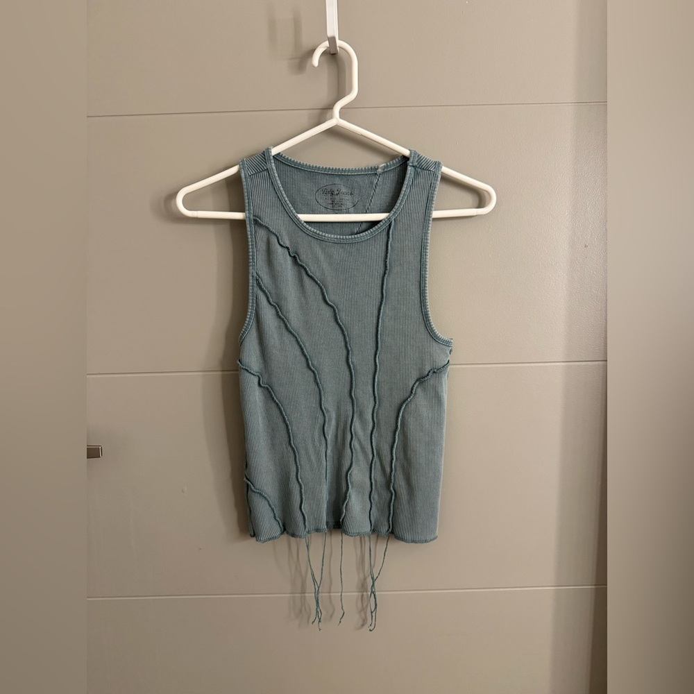 BDG Light Blue Fringe Tank Top
